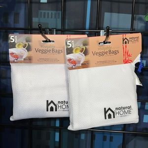 New Lot of 2 - NEW 5 PK Natural Home Brands Reusable net Veggie Bags Drawstrings